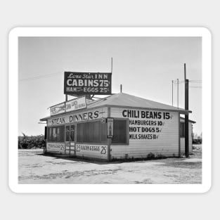 Roadside Diner, 1939. Vintage Photo Sticker